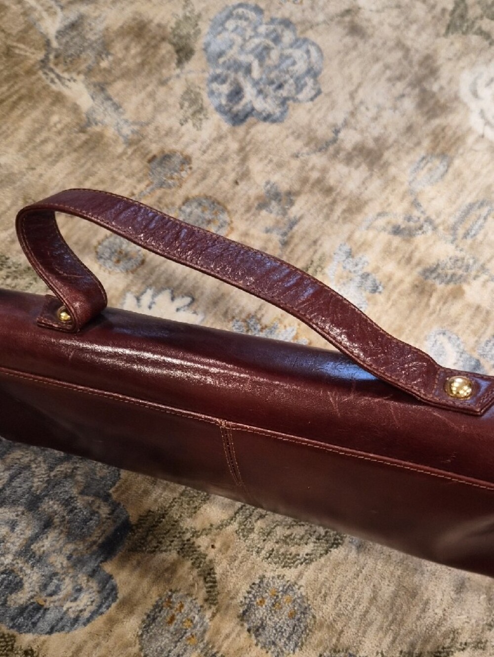 Classic Leather Top-Handle Clutch in Deep Burgundy - Picture 8 of 14